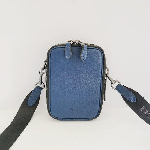 Coach CL948 Stanton Crossbody Refined Pebbled Leather Small Phone Bag Deep Blue